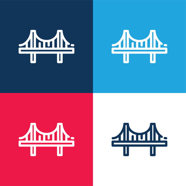 Bridge sininen ja punainen nelivärinen minimaalinen kuvakesarja - Vektori, kuva