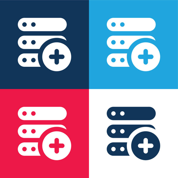 Add blue and red four color minimal icon set - Vector, Image