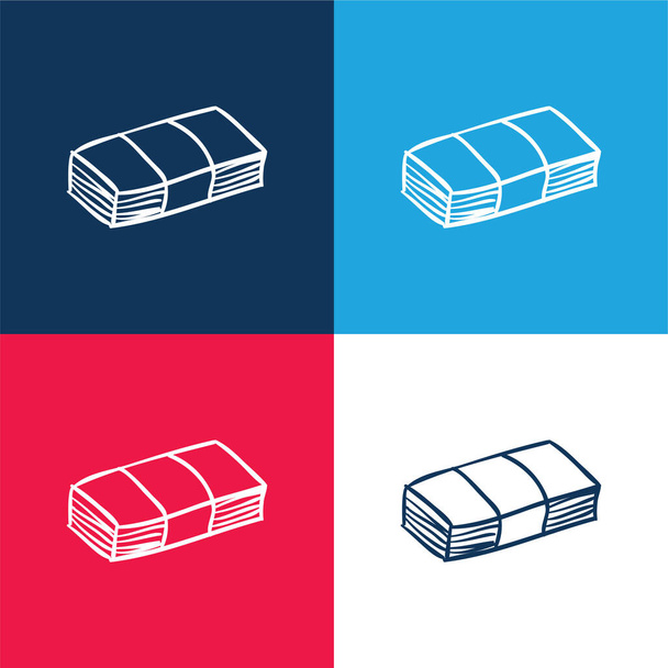 Bills blue and red four color minimal icon set - Vector, Image