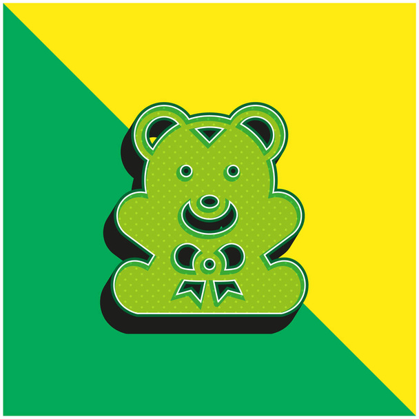 Bear Green a žluté moderní 3D vektorové logo - Vektor, obrázek