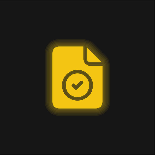 Accepted yellow glowing neon icon - Vector, Image
