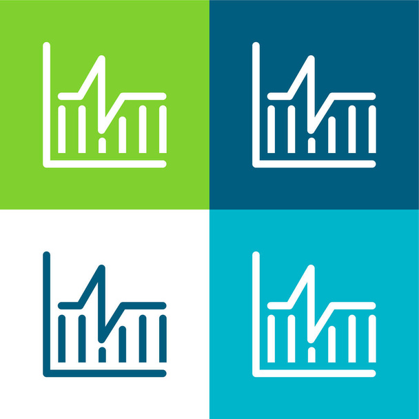 Analízis Lapos négy szín minimális ikon készlet - Vektor, kép