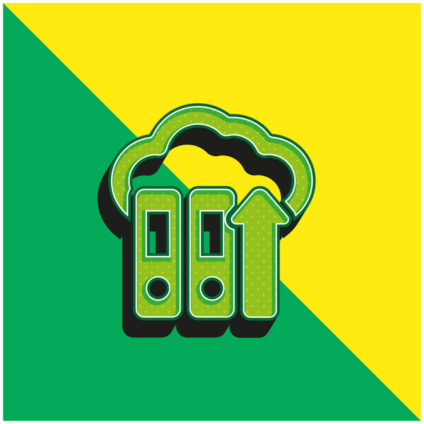 Archiwum Pliki Przesyłanie do Internetu Zielone i żółte nowoczesne logo wektora 3d - Wektor, obraz