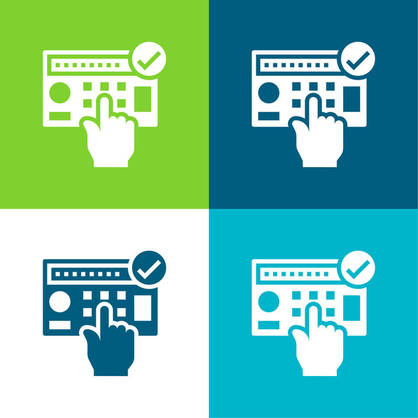 Alarm System Flat four color minimal icon set - Vector, Image