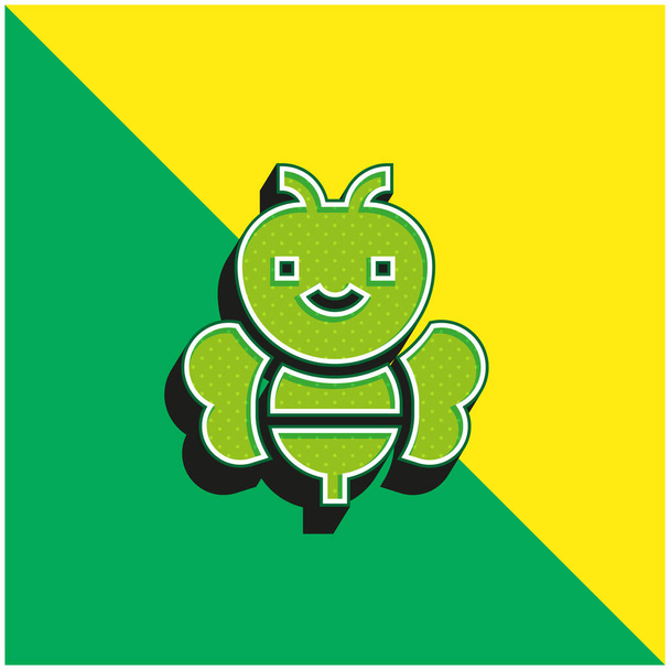 Μέλισσα Πράσινο και κίτρινο σύγχρονο 3d διάνυσμα εικονίδιο λογότυπο - Διάνυσμα, εικόνα