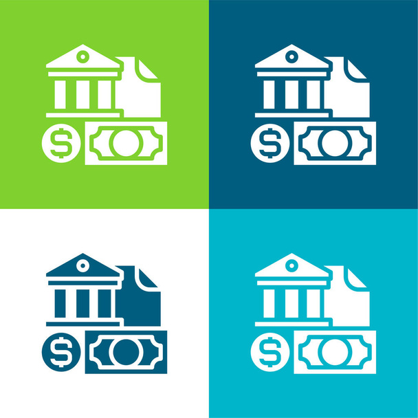 Banking Flat set di icone minime a quattro colori - Vettoriali, immagini