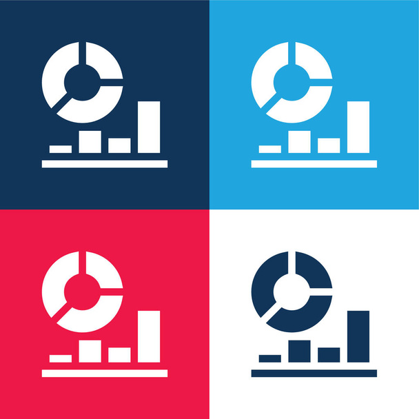 Analysis blue and red four color minimal icon set - Vector, Image