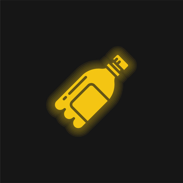Üvegsárga izzó neon ikon - Vektor, kép