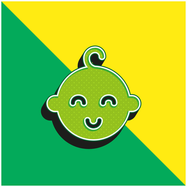 Bebé verde y amarillo moderno 3d vector icono logo - Vector, Imagen