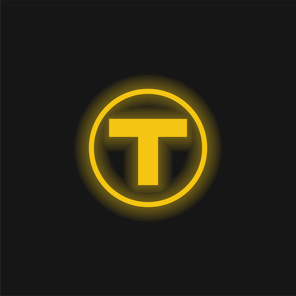 Boston Metro Logo geel gloeiende neon pictogram - Vector, afbeelding