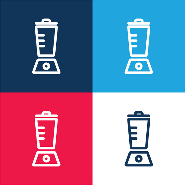 Blender Контур синий и красный четыре цвета минимальный набор значков - Вектор,изображение