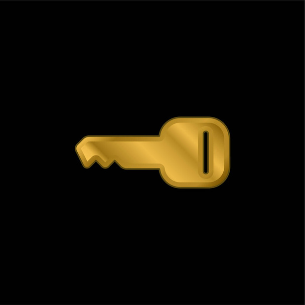 Llave negra forma horizontal chapado en oro icono metálico o vector de logotipo - Vector, Imagen