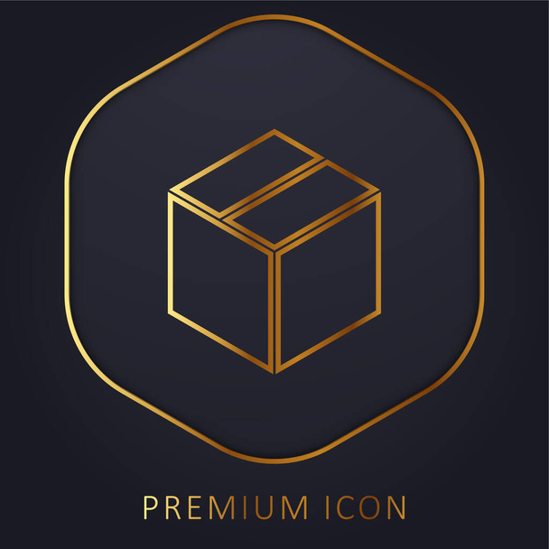 Caja de la línea de oro logotipo premium o icono - Vector, imagen