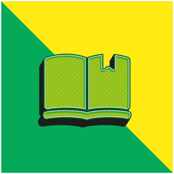 Buch mit Lesezeichen Grünes und gelbes modernes 3D-Vektorsymbol-Logo - Vektor, Bild