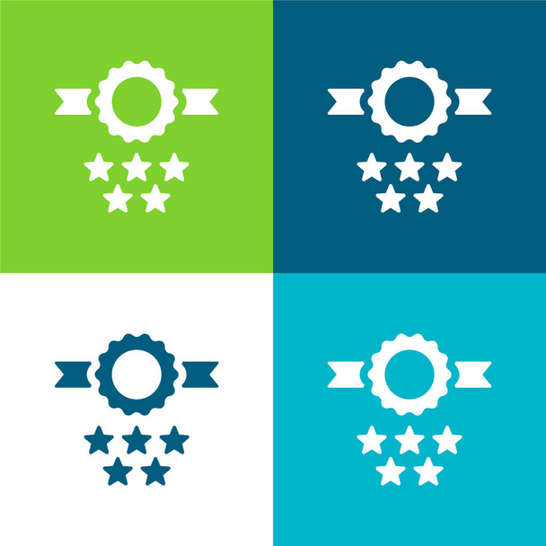 Distintivo Conjunto de ícones mínimos de quatro cores plano - Vetor, Imagem