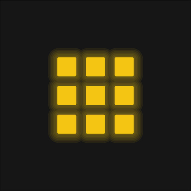 App sárga izzó neon ikon - Vektor, kép