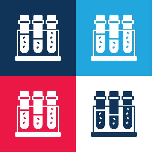 Blood Sample blue and red four color minimal icon set - Vector, Image