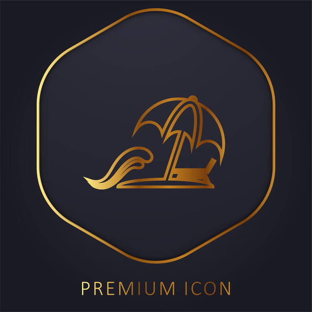 Beach golden line prémium logó vagy ikon - Vektor, kép