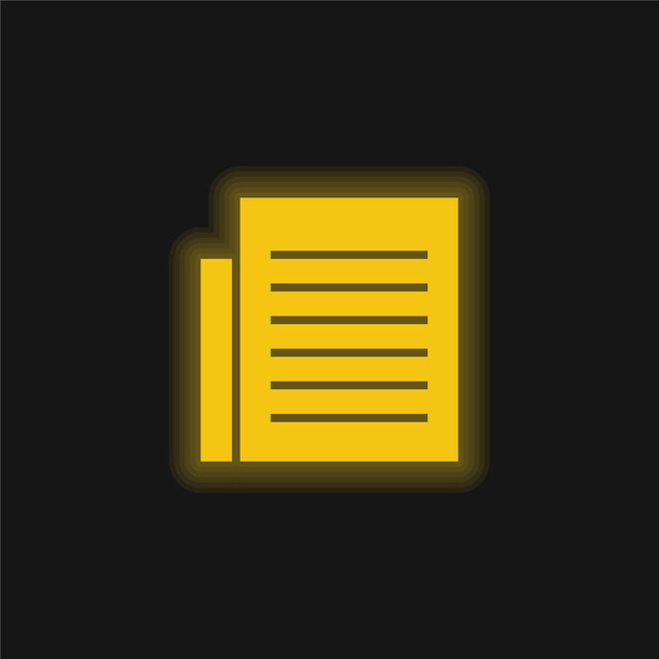 Página de texto negro amarillo brillante icono de neón - Vector, Imagen