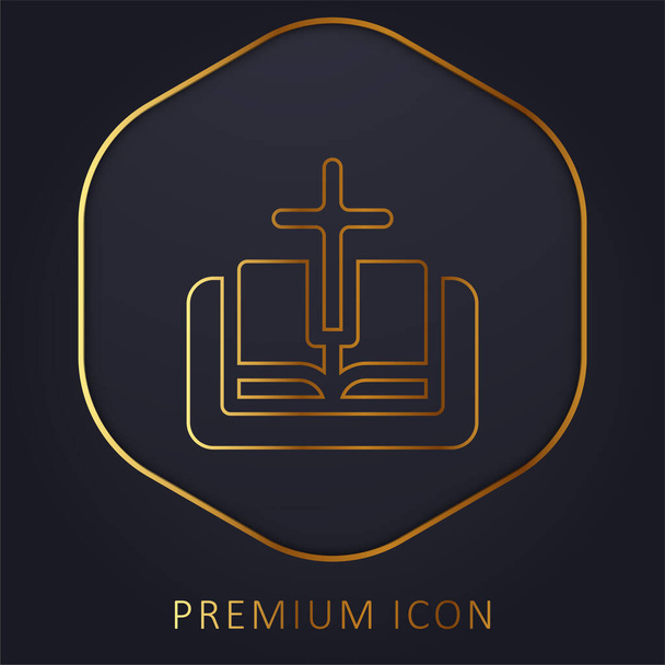 Biblia línea de oro logotipo premium o icono - Vector, Imagen