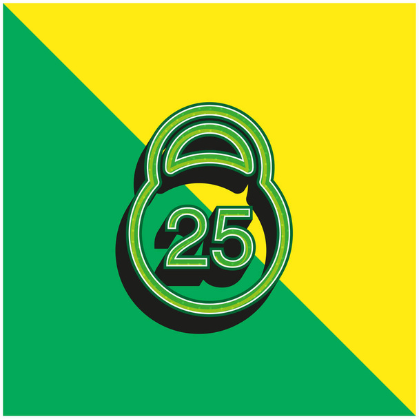 25 Kilos Βάρος Πράσινο και κίτρινο σύγχρονο 3d διάνυσμα εικονίδιο λογότυπο - Διάνυσμα, εικόνα