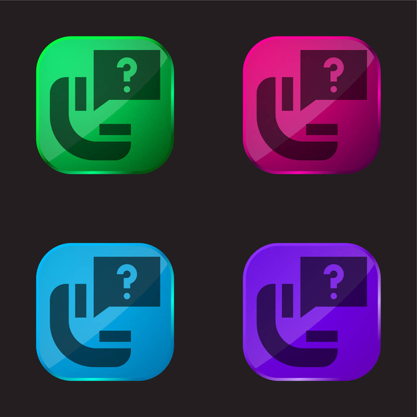 Pergunte ícone de botão de vidro de quatro cores - Vetor, Imagem
