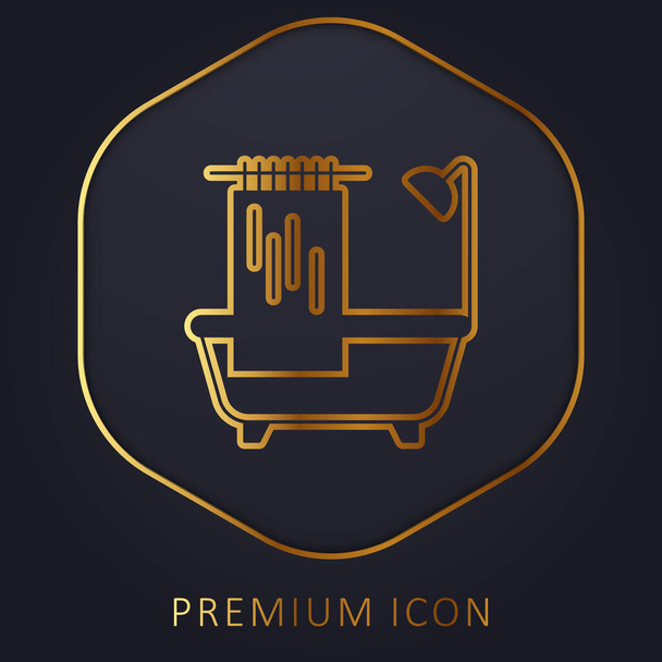 Bathtub χρυσό λογότυπο γραμμή πριμοδότηση ή εικονίδιο - Διάνυσμα, εικόνα