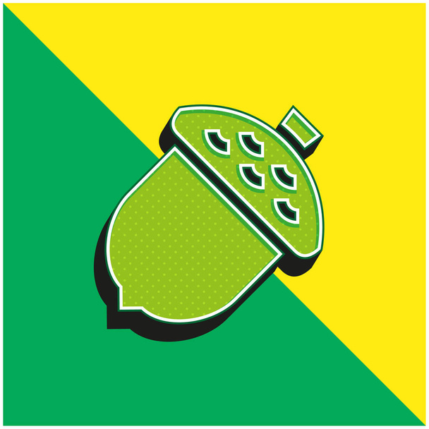 Acorn Verde e amarelo moderno logotipo vetor 3d ícone - Vetor, Imagem
