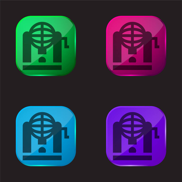 Bingo icono de botón de cristal de cuatro colores - Vector, imagen