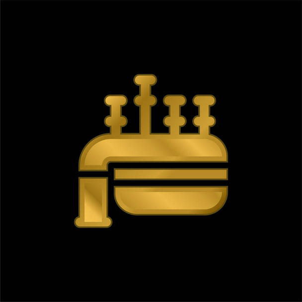 Bagpipe gold plated metalic icon or logo vector - Vector, Image