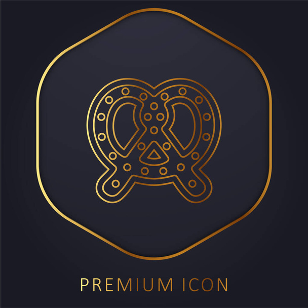 Grande Pretzel linea dorata logo premium o icona - Vettoriali, immagini
