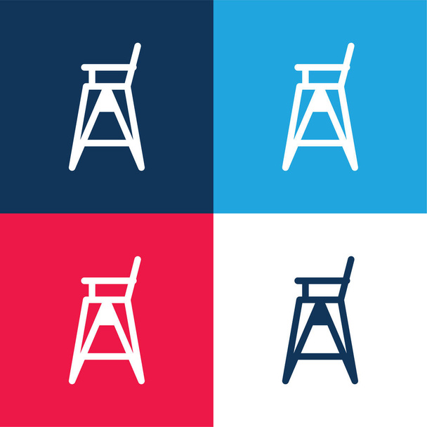 Chaise bébé bleu et rouge ensemble d'icônes minimales quatre couleurs - Vecteur, image