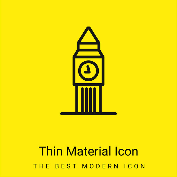 Big Ben minimaalinen kirkkaan keltainen materiaali kuvake - Vektori, kuva