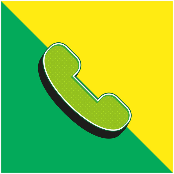 Antwoord Call Groen en geel modern 3D vector icoon logo - Vector, afbeelding