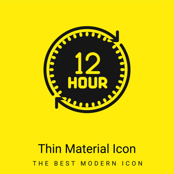 12 Hours minimal bright yellow material icon - Vector, Image