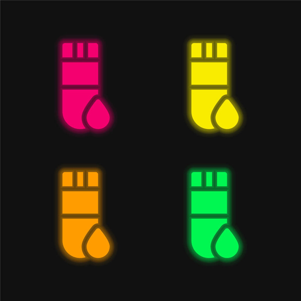 Vérvizsgálat négy szín izzó neon vektor ikon - Vektor, kép