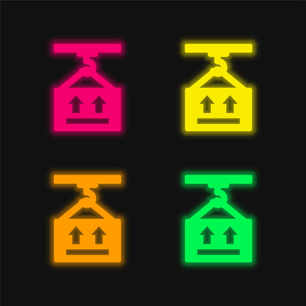 Box čtyři barvy zářící neonový vektor ikona - Vektor, obrázek