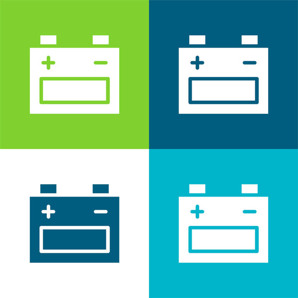 Batteria Set icona minimale a quattro colori piatto - Vettoriali, immagini