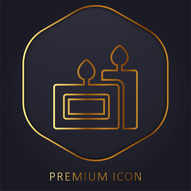Aromatic Candle golden line premium logo or icon - Vector, Image