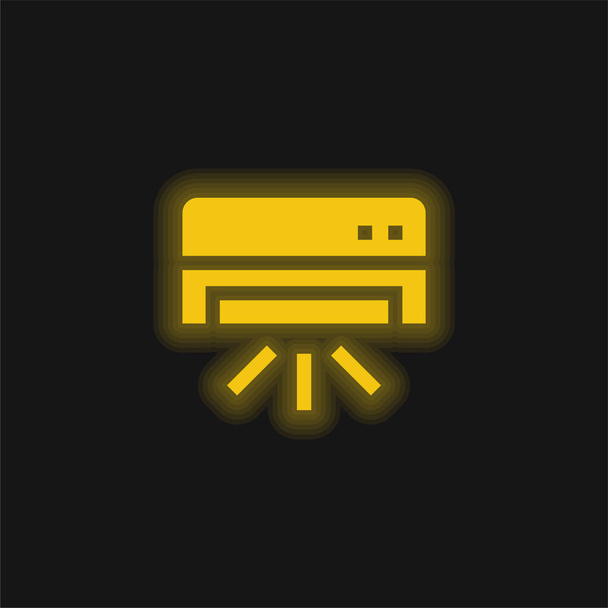 Ar condicionado ícone de néon brilhante amarelo - Vetor, Imagem