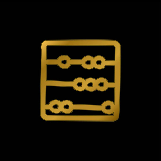 Abacus Hand Drawn Tool gold plated metalic icon or logo vector - Vector, Image