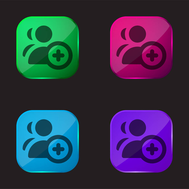 Dodaj ikonę przycisku użytkownika cztery kolory szkła - Wektor, obraz