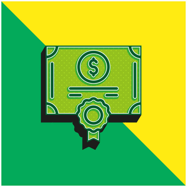 Bond Zöld és sárga modern 3D vektor ikon logó - Vektor, kép