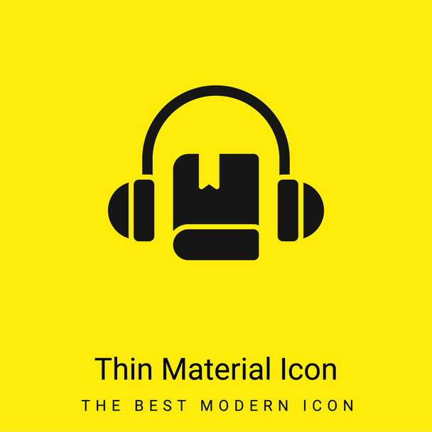 Audio Libro mínimo icono de material amarillo brillante - Vector, imagen