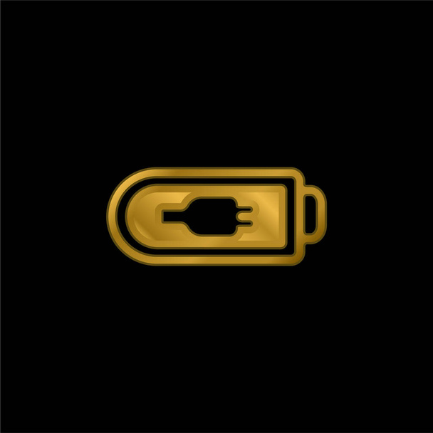 Батарея Порожній символ Золота металева іконка або вектор логотипу
 - Вектор, зображення