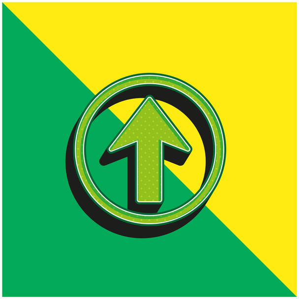 Freccia su in un cerchio logo moderno verde e giallo dell'icona vettoriale 3d - Vettoriali, immagini