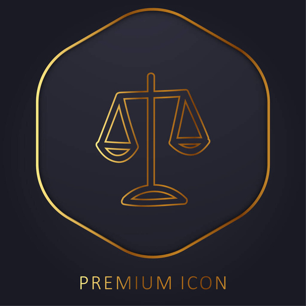 Balanza escala dibujado a mano símbolo de la línea de oro logotipo premium o icono - Vector, imagen