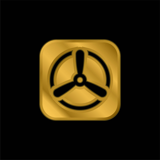 Apple chapado en oro icono metálico o logo vector - Vector, imagen