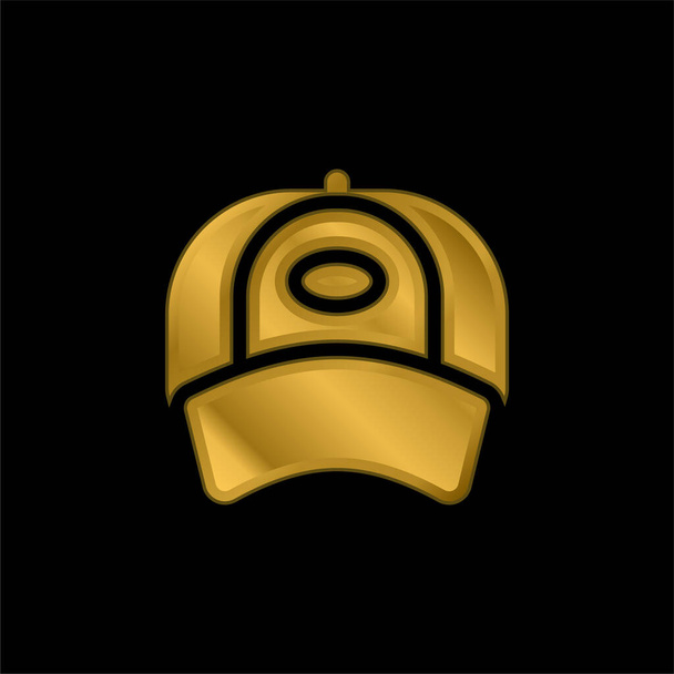 Casquette de baseball plaqué or icône métallique ou logo vecteur - Vecteur, image