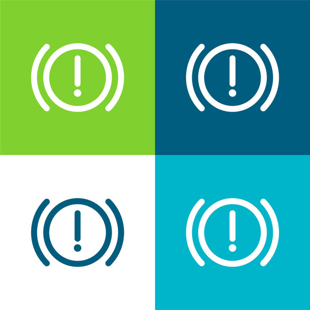 Brake System Warning Flat four color minimal icon set - Vector, Image